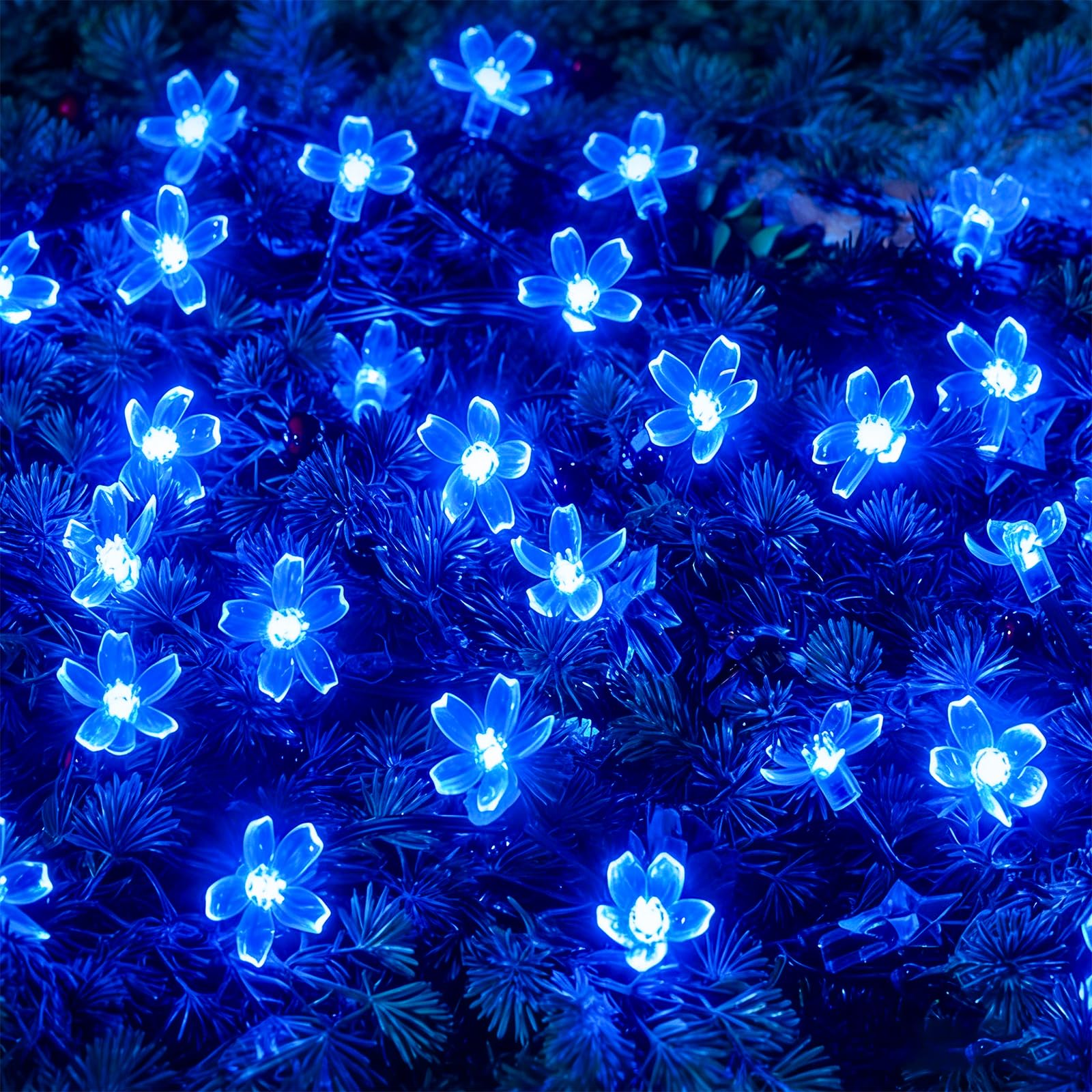 Blue Flower String Lights Indoor Outdoor Decorations, 33ft Blue Flower String Lights Indoor Outdoor Decorations, 33ft
